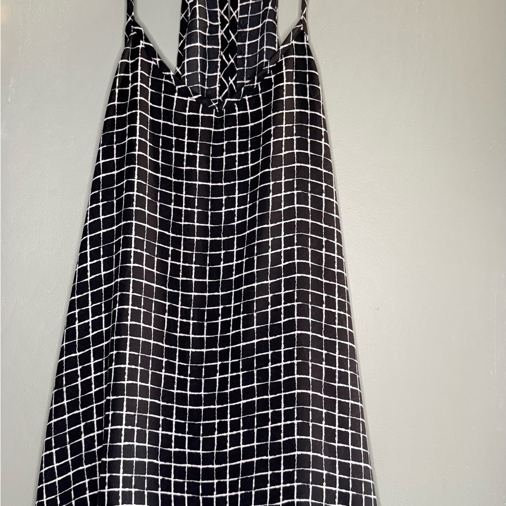 Paper Crane Black and White Grid Strapless Slip Dress